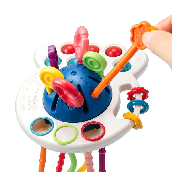 Thremhoo Montessori Octopus Pull String Toy with 3 Sensory Balls-1