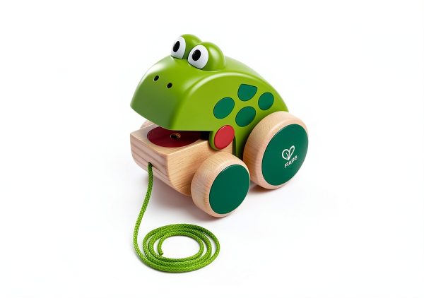 Wooden Pull Along Frog Toy by Hape Model E0361 Multicolored-4