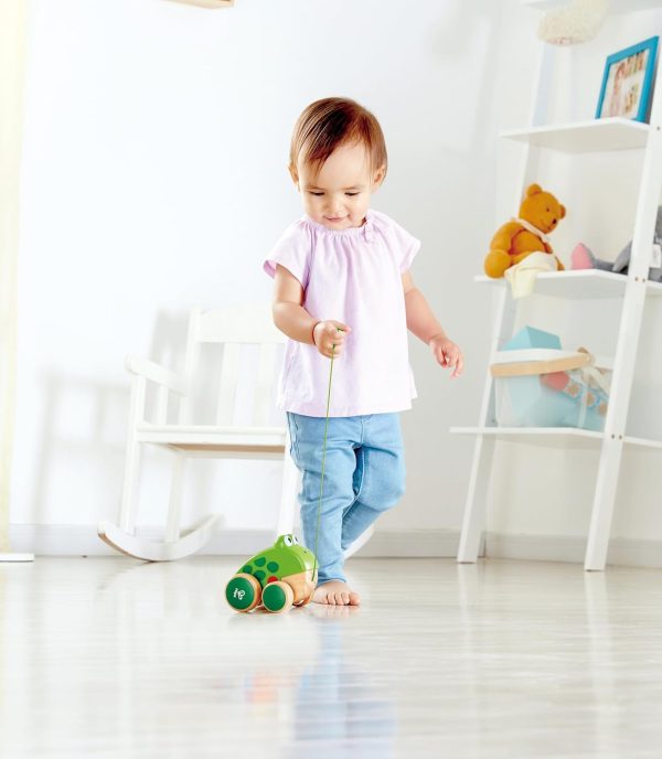 Wooden Pull Along Frog Toy by Hape Model E0361 Multicolored-6