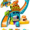 Shantoushi Dinosaur Push Pull Car Toy Set with 4‑Car Track for-0