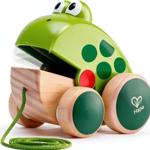Wooden Pull Along Frog Toy by Hape Model E0361 Multicolored-0
