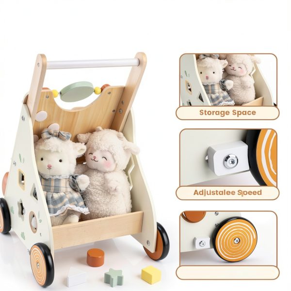 Wooden Baby Walker by Pithfor 8 Toy Push Walker-4