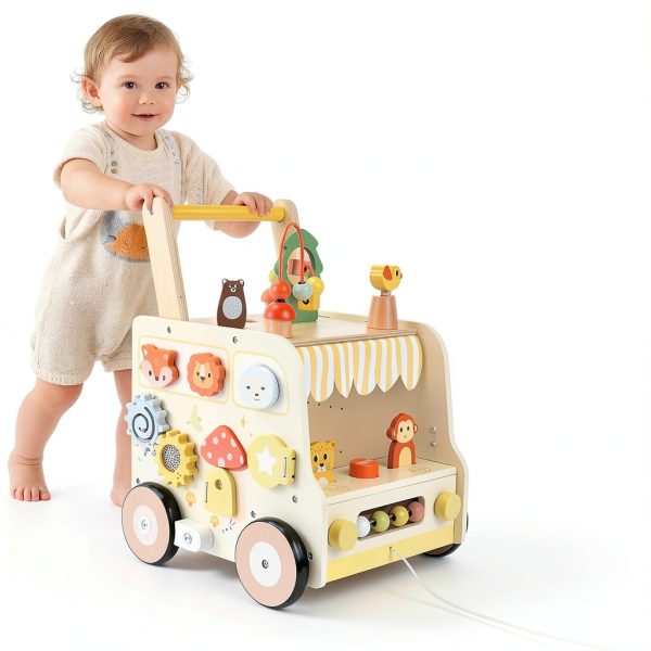 Pithfor Montessori Walker for Toddlers, 10+ Activities, Sturdy Wood,-2
