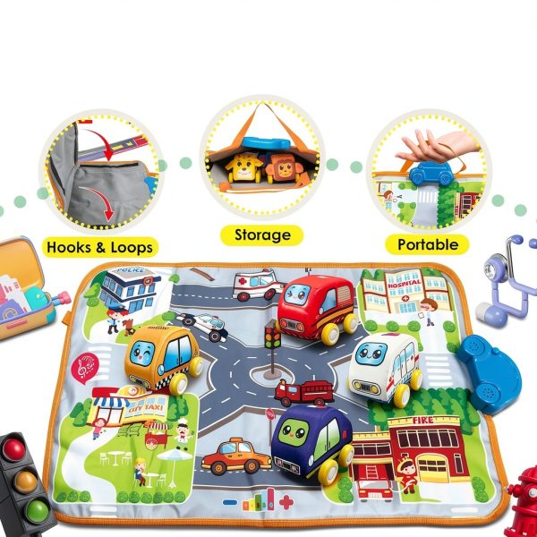 Oeleoyi Pull‑Back Sound Playmat Car Set for Toddlers 16‑Sound-1