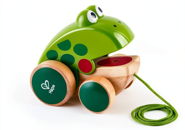 Wooden Pull Along Frog Toy by Hape Model E0361 Multicolored-2