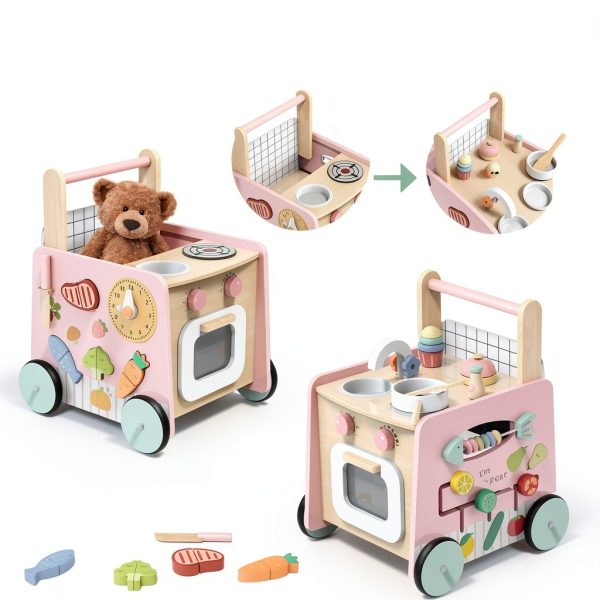 Gigglegems Wooden Walker Stroller for Toddlers, Multifunctional-1