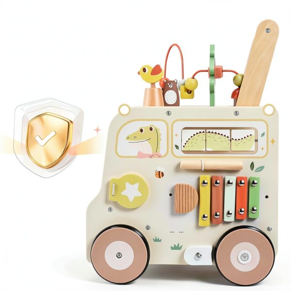 Pithfor Montessori Walker for Toddlers, 10+ Activities, Sturdy Wood,-5