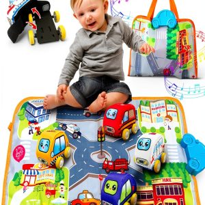 Oeleoyi Pull‑Back Sound Playmat Car Set for Toddlers 16‑Sound-0