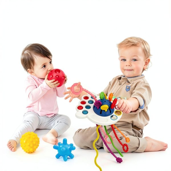 Thremhoo Montessori Octopus Pull String Toy with 3 Sensory Balls-2