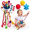 Thremhoo Montessori Octopus Pull String Toy with 3 Sensory Balls-0