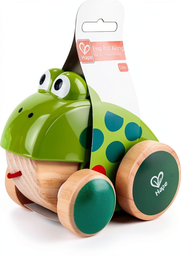 Wooden Pull Along Frog Toy by Hape Model E0361 Multicolored-5