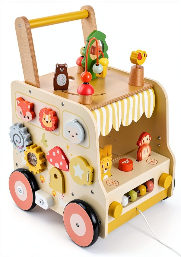 Pithfor Montessori Walker for Toddlers, 10+ Activities, Sturdy Wood,-7