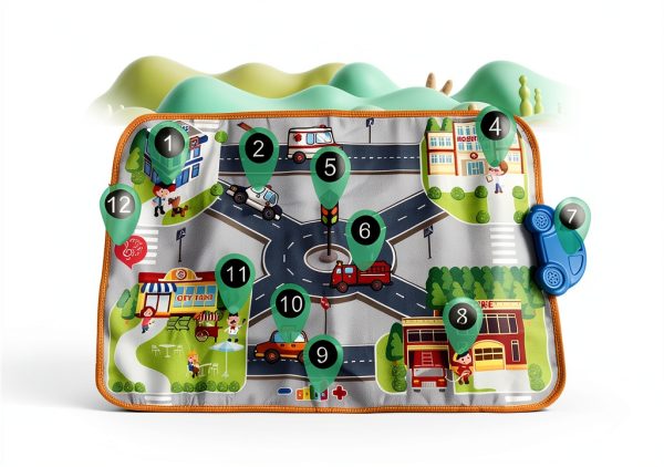 Oeleoyi Pull‑Back Sound Playmat Car Set for Toddlers 16‑Sound-3